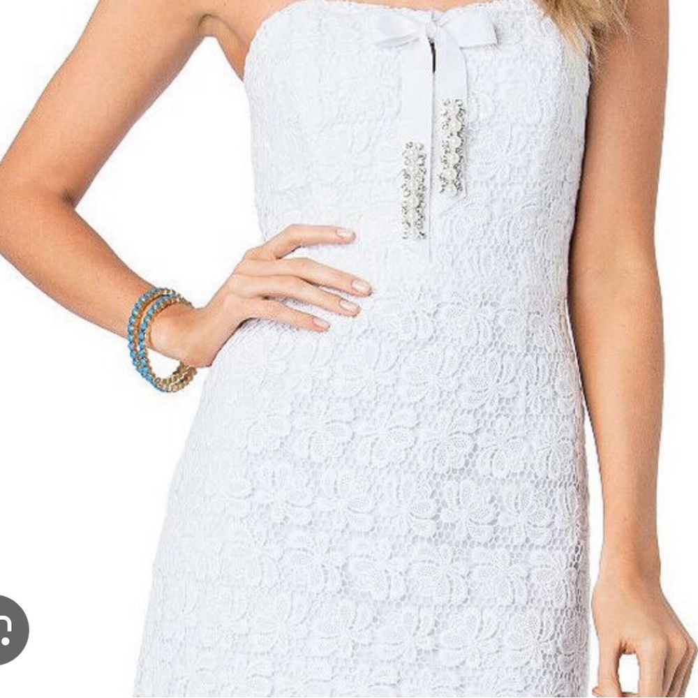 Lily Pulitzer- Larter White Truly Bumble Bee Lace White Lace Dress